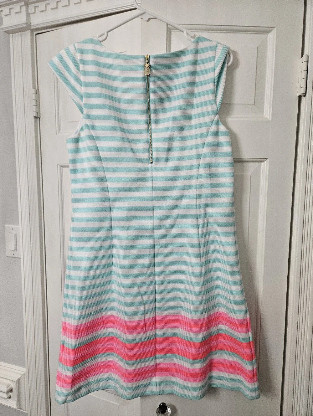 Lilly Pulitzer Lana Cap-Sleeve Engineer-Striped Dress Size Large